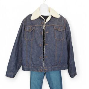 Sears‎ Roebuck Vintage 70s 80s Sherpa Lined Denim Trucker Jacket Men's L
